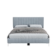 Dean Upholstered Velvet Full Size Bed in Gray with Silver Metal Legs