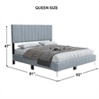 Dean Upholstered Velvet Queen Size Bed in Gray with Silver Metal Legs