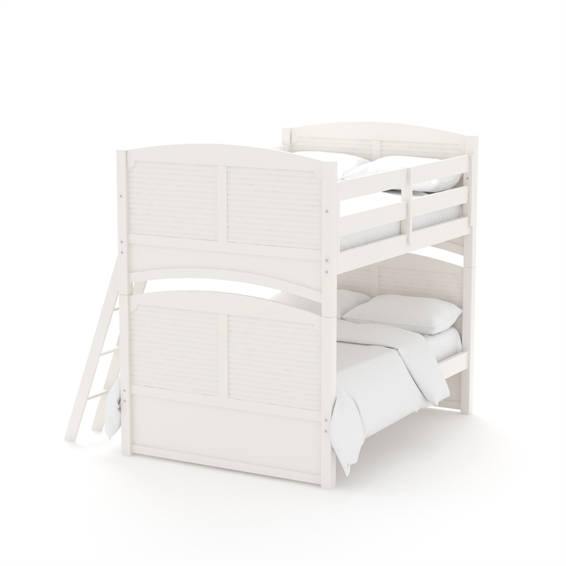 My Home Furnishings Bailey Engineered Hard Wood Twin Bunk Bed in Bright White