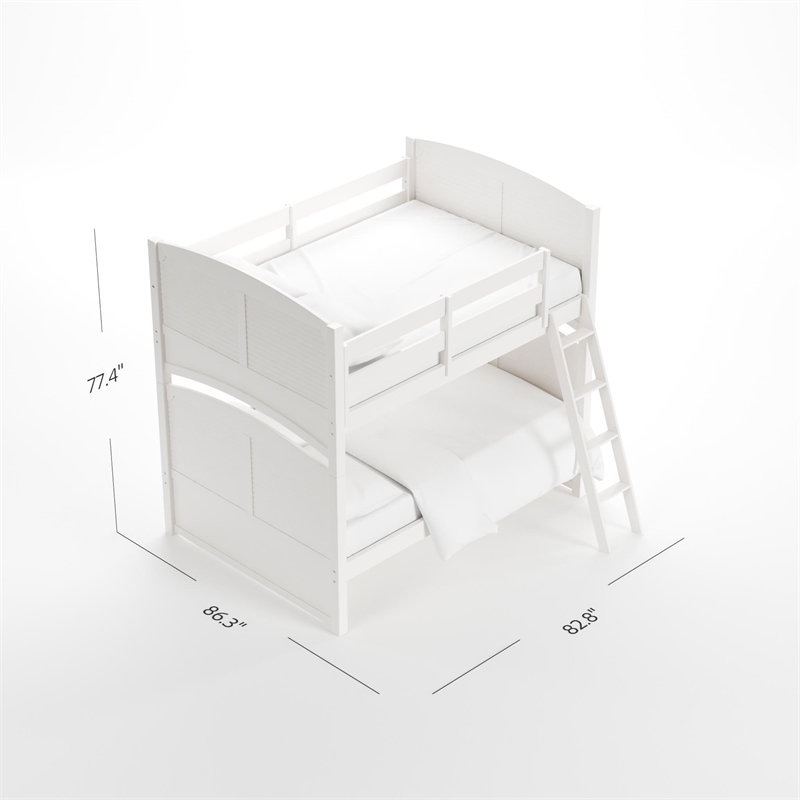 My Home Furnishings Bailey Engineered Hard Wood Twin Bunk Bed in Bright White