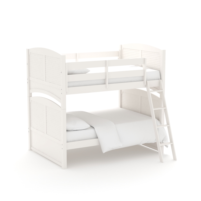 My Home Furnishings Bailey Engineered Hard Wood Twin Bunk Bed in Bright White