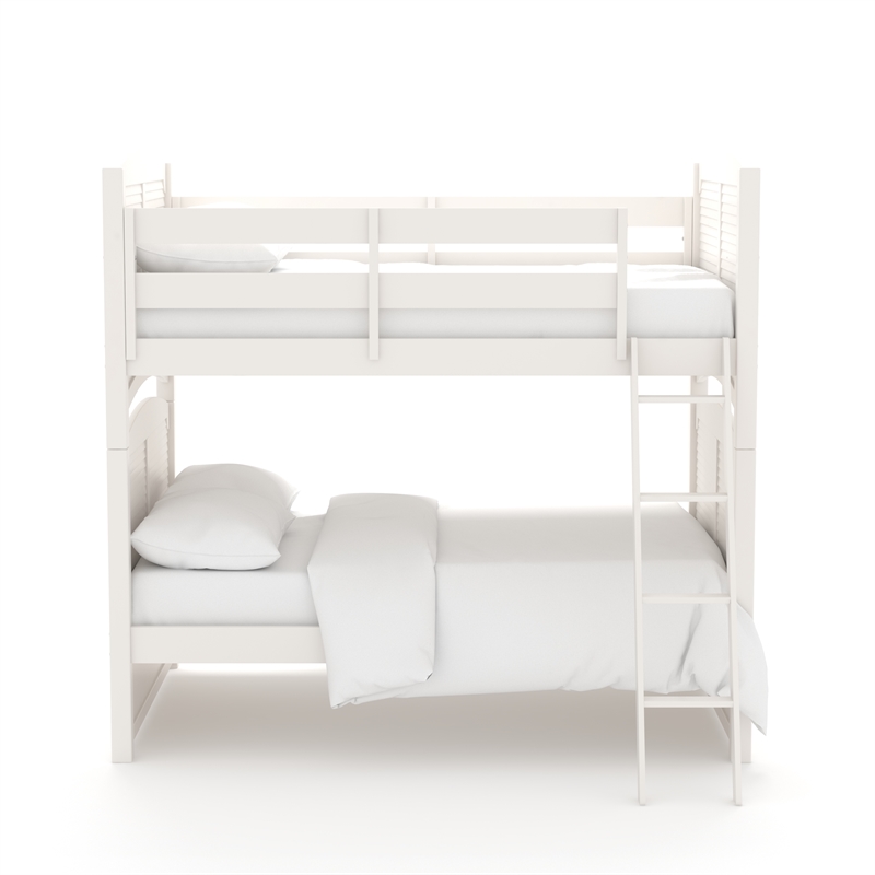 My Home Furnishings Bailey Engineered Hard Wood Twin Bunk Bed in Bright White