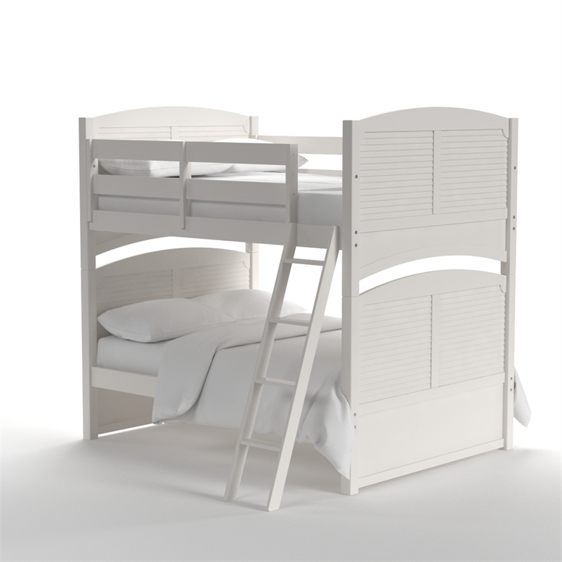 My Home Furnishings Bailey Engineered Hard Wood Twin Bunk Bed in Bright White