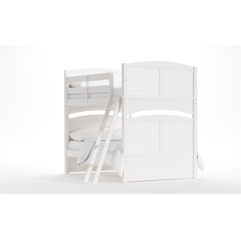 My Home Furnishings Bailey Engineered Hard Wood Twin Bunk Bed in Bright White