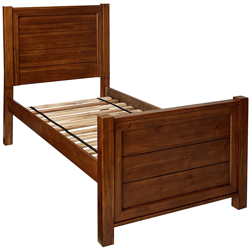 My Home Furnishings Logan Engineered Hard Wood Twin Panel Bed in Driftwood