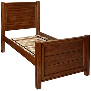 My Home Furnishings Logan Engineered Hard Wood Twin Panel Bed in Driftwood