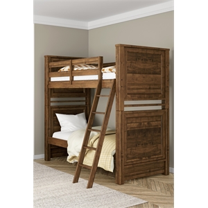 My Home Furnishings Logan Engineered Hard Wood Twin Bunk Bed in Driftwood