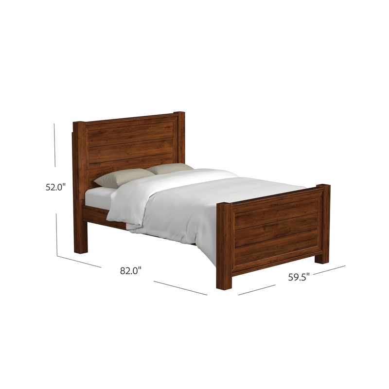 My Home Furnishings Logan Engineered Hard Wood Full Panel Bed in Driftwood