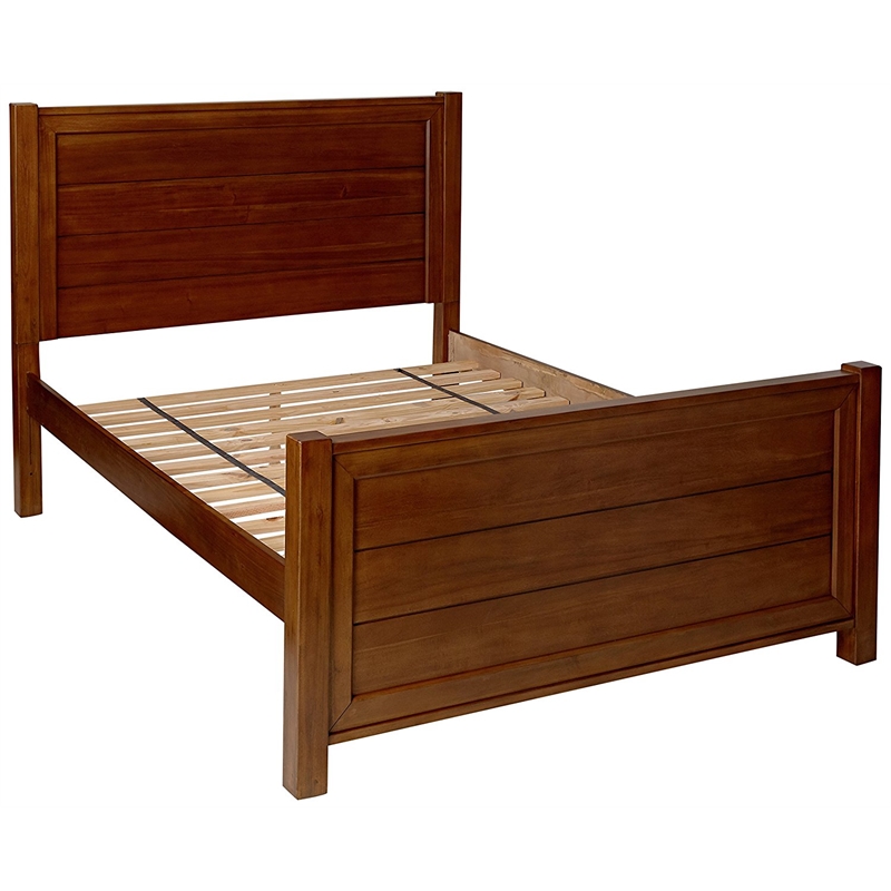 My Home Furnishings Logan Engineered Hard Wood Queen Panel Bed in Driftwood