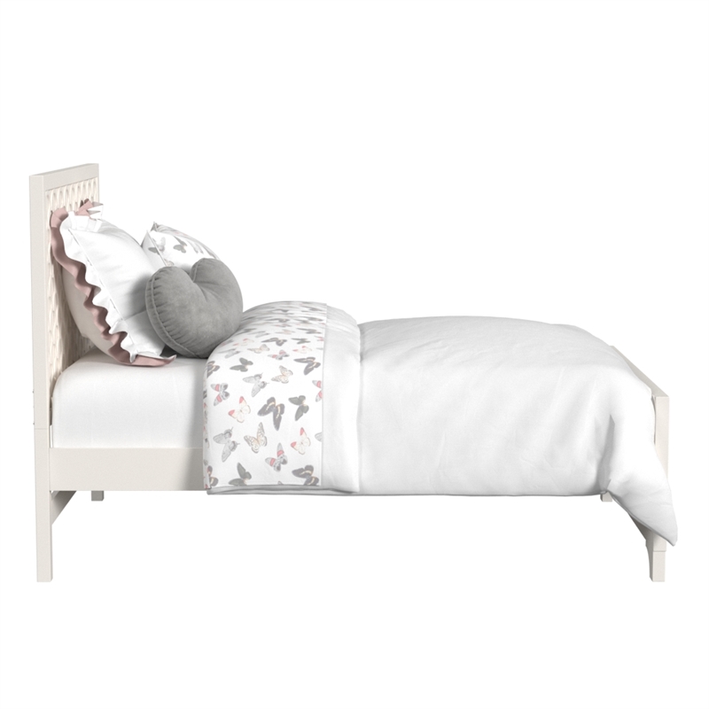 My Home Furnishings Amanda Engineered Hard Wood Full Panel Bed in Creamy White