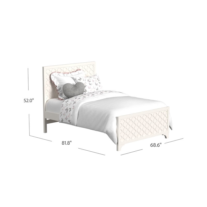My Home Furnishings Amanda Engineered Hard Wood Full Panel Bed in Creamy White