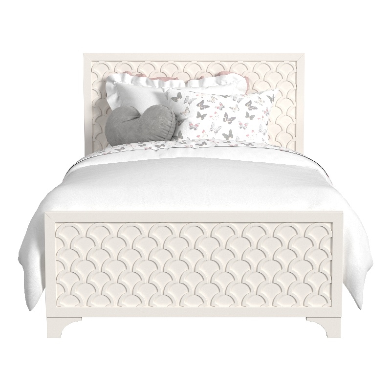 My Home Furnishings Amanda Engineered Hard Wood Queen Panel Bed in Creamy White