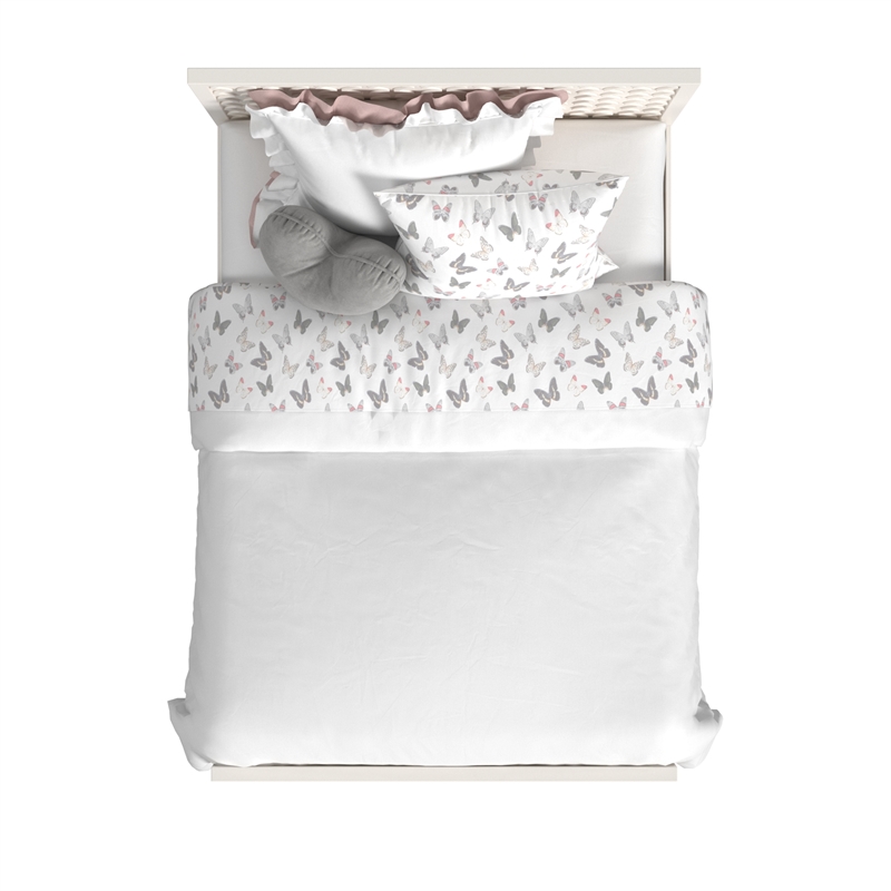 My Home Furnishings Amanda Engineered Hard Wood Queen Panel Bed in Creamy White