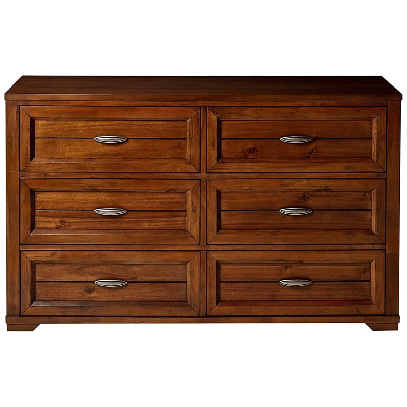 My Home Furnishings Logan Engineered Hard Wood 6-Drawer Dresser in Driftwood