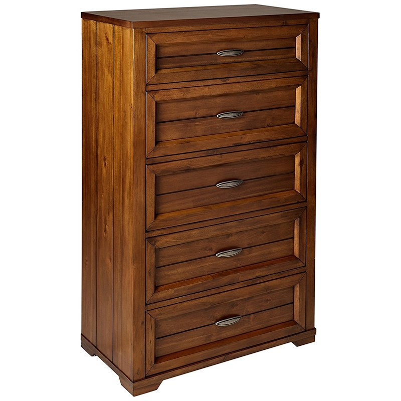 My Home Furnishings Logan Engineered Hard Wood 5-Drawer Chest in Driftwood