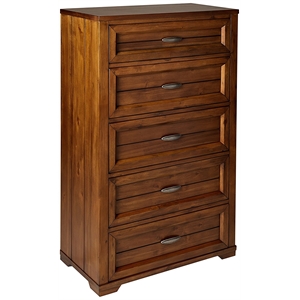 my home furnishings logan engineered hard wood 5-drawer chest in driftwood