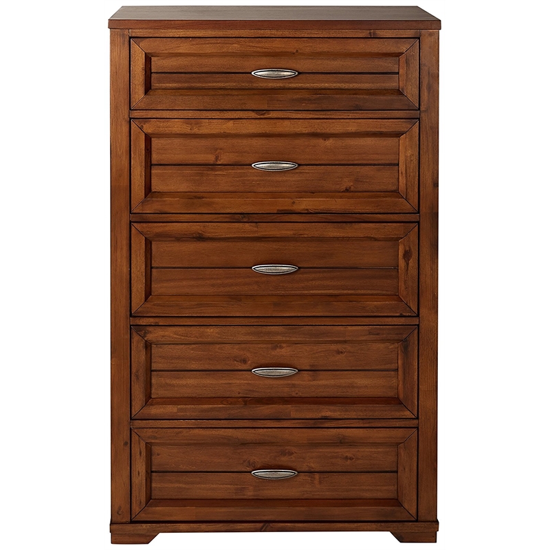 My Home Furnishings Logan Engineered Hard Wood 5-Drawer Chest in Driftwood