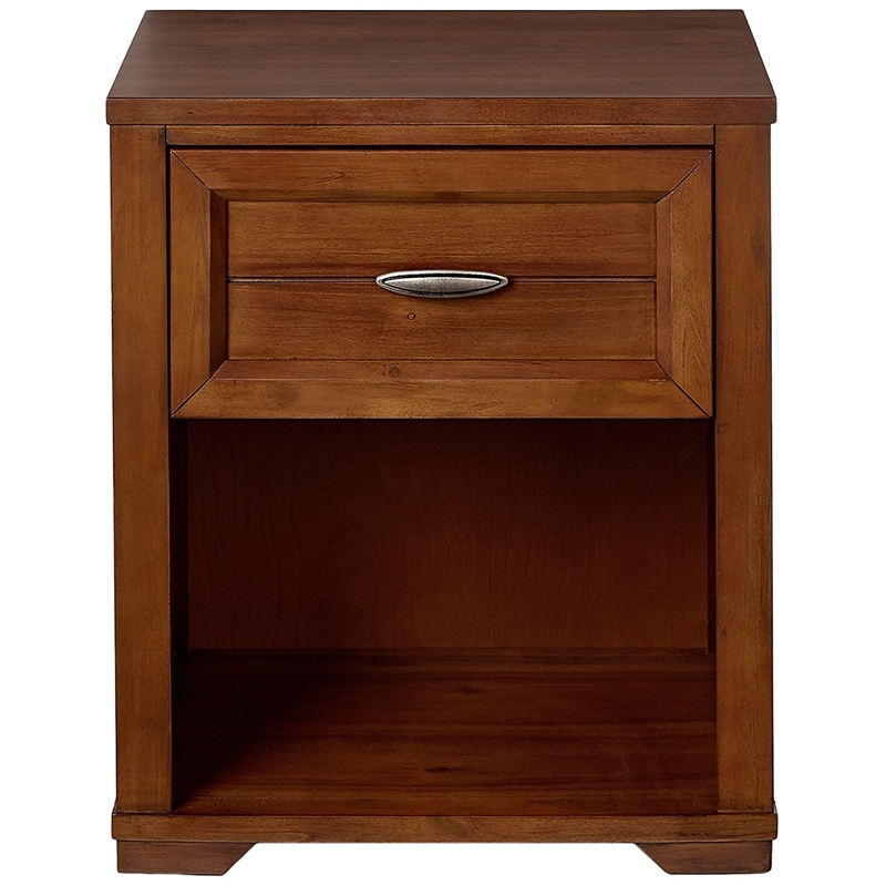 My Home Furnishings Logan Engineered Hard Wood 1-Drawer Nightstand in Driftwood