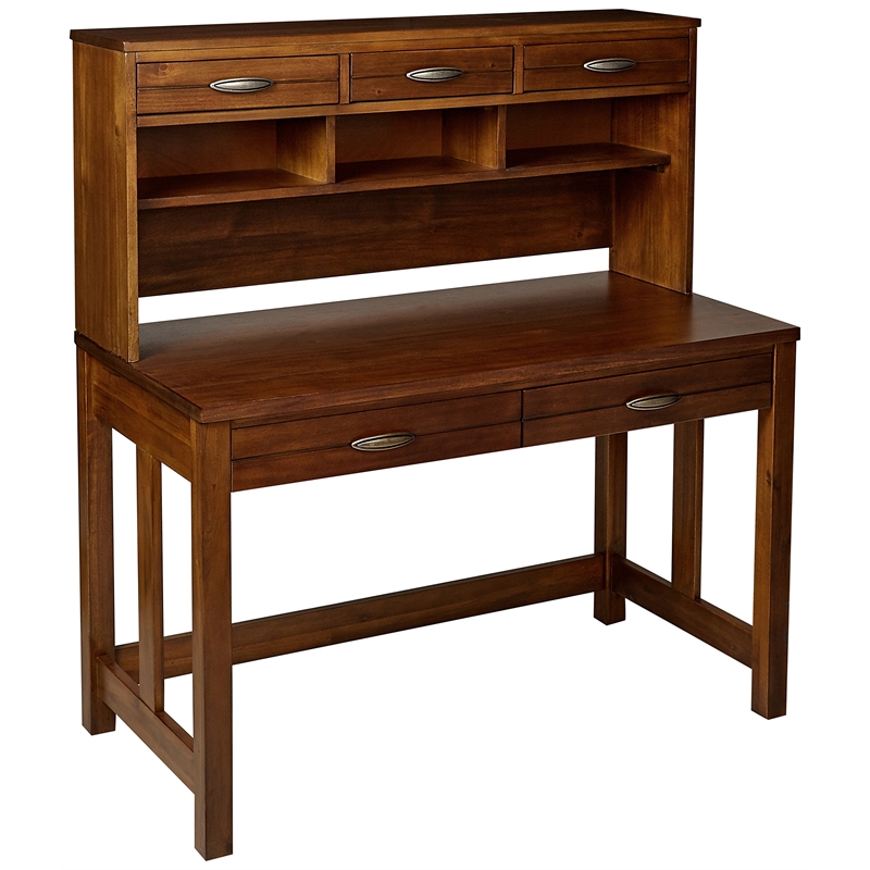 My Home Furnishings Logan Engineered Hard Wood Desk Hutch in Driftwood