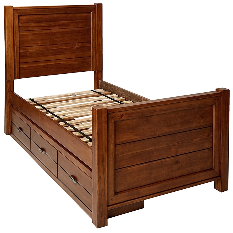 My Home Furnishings Logan 3-Under Bed Storage Drawers in Driftwood