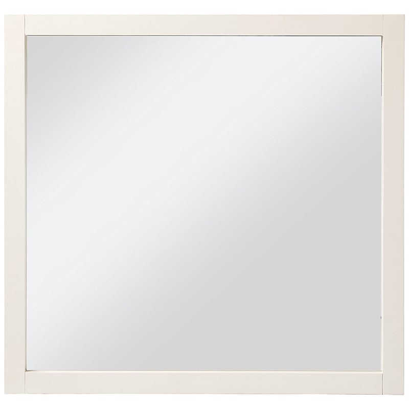 My Home Furnishings Amanda Beveled Vertical Mirror in Creamy White