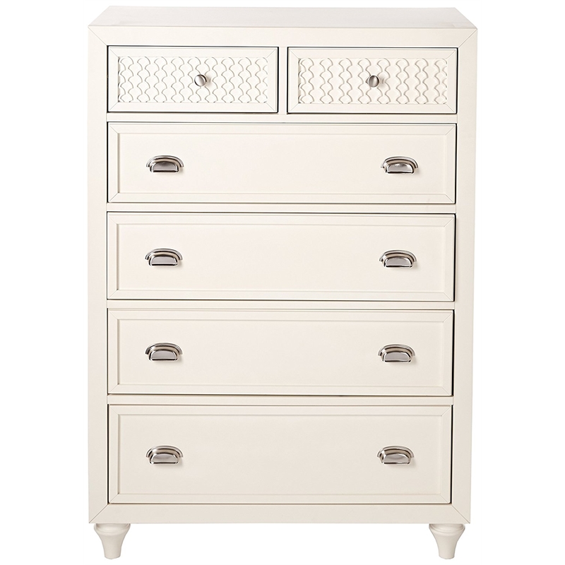 My Home Furnishings Amanda Engineered Hard Wood 6-Drawer Chest in Creamy White
