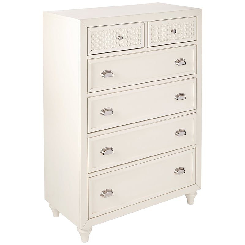 My Home Furnishings Amanda Engineered Hard Wood 6-Drawer Chest in Creamy White