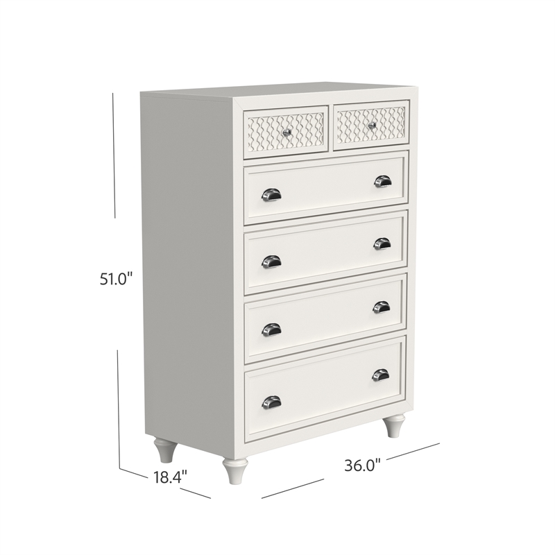 My Home Furnishings Amanda Engineered Hard Wood 6-Drawer Chest in Creamy White