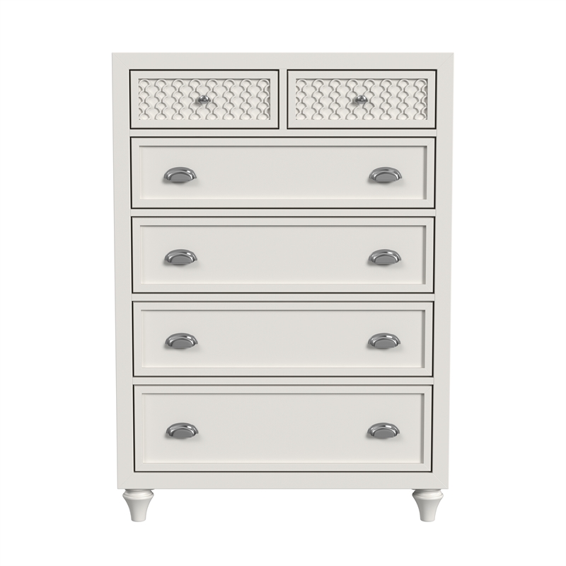 My Home Furnishings Amanda Engineered Hard Wood 6-Drawer Chest in Creamy White