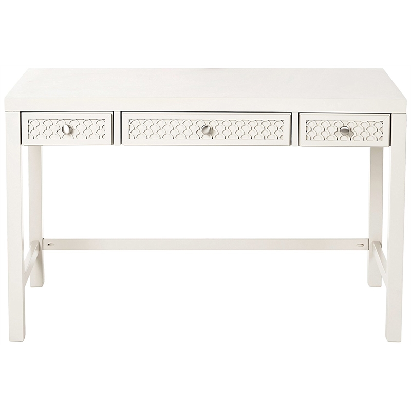 My Home Furnishings Amanda Engineered Hard Wood 3-Drawer Desk in Creamy White