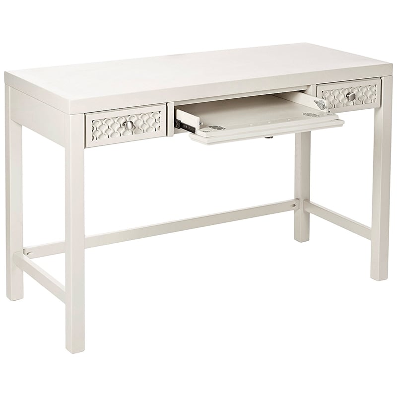 My Home Furnishings Amanda Engineered Hard Wood 3-Drawer Desk in Creamy White