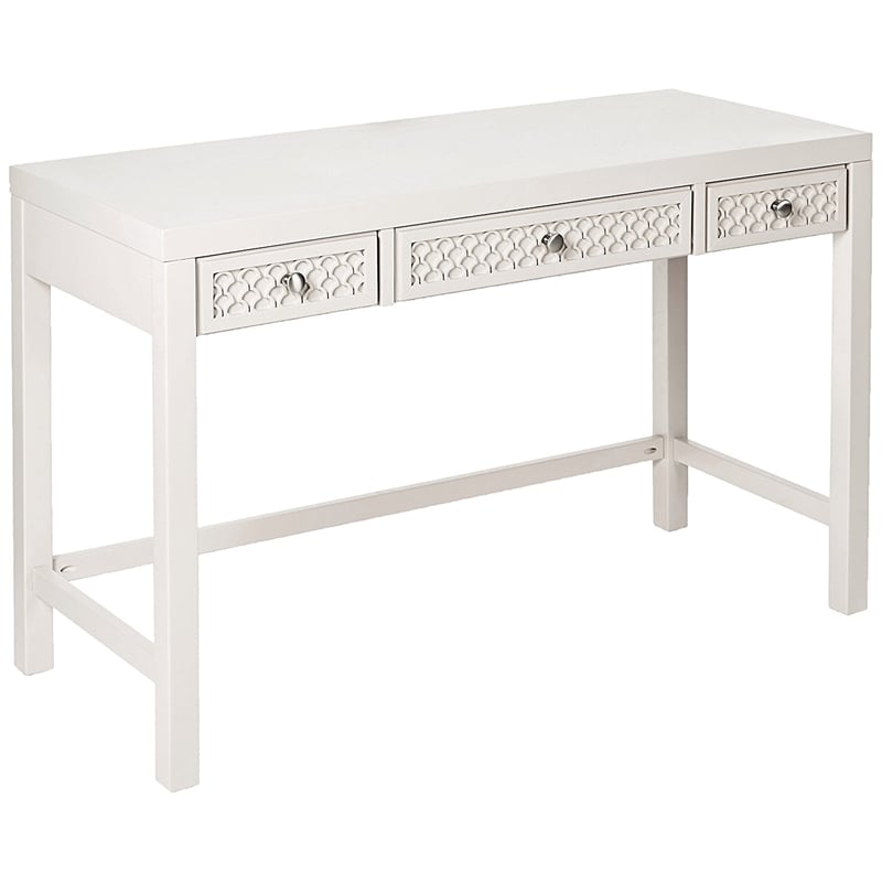 My Home Furnishings Amanda Engineered Hard Wood 3-Drawer Desk in Creamy White