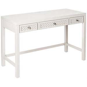 My Home Furnishings Amanda Engineered Hard Wood 3-Drawer Desk in Creamy White