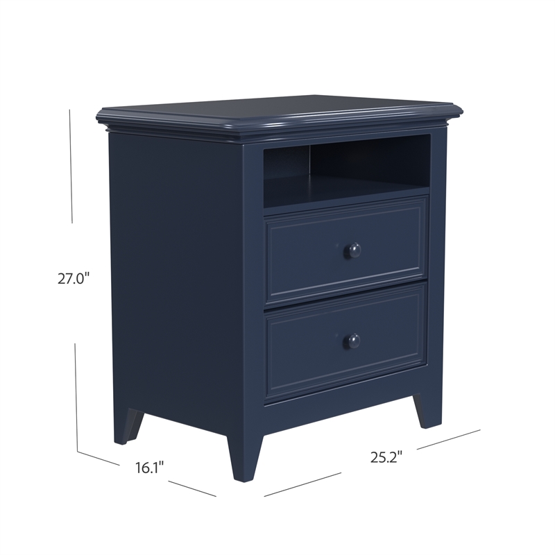 My Home Furnishings Bailey 2-Drawer Nightstand in Williamsburg Blue