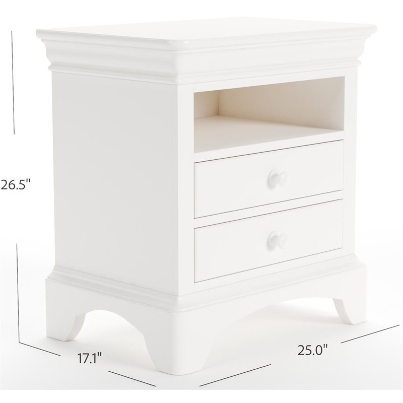 My Home Furnishings Neopolitan 2-Drawer Nightstand in Bright White