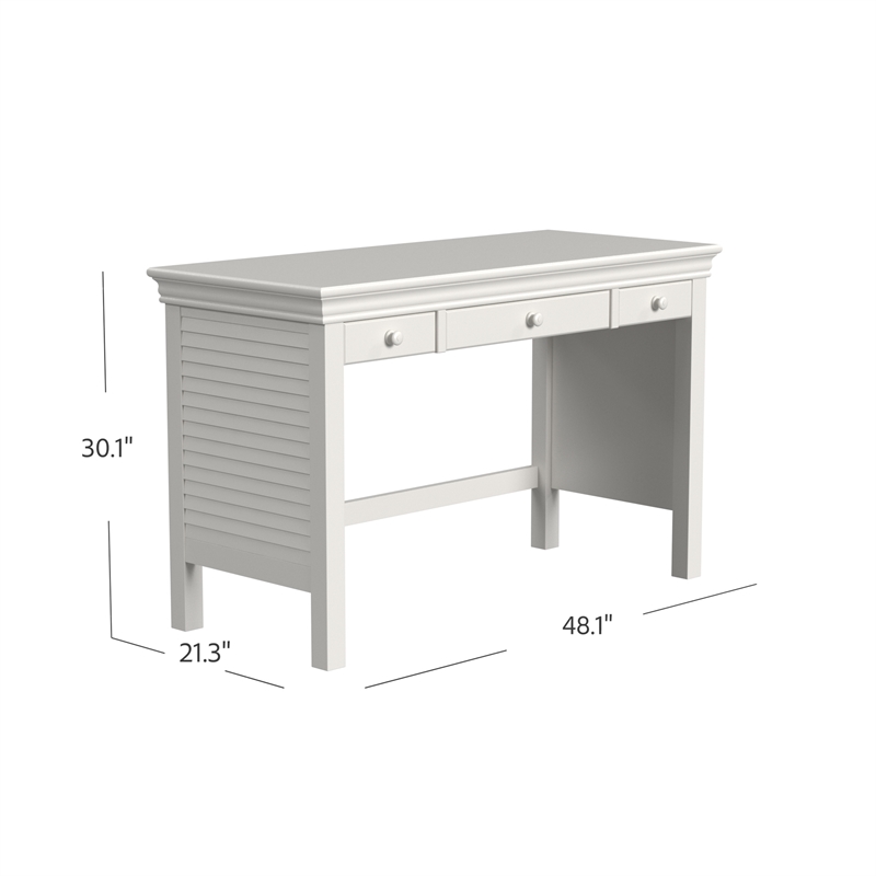My Home Furnishings Neopolitan 3-Drawer Desk in Bright White