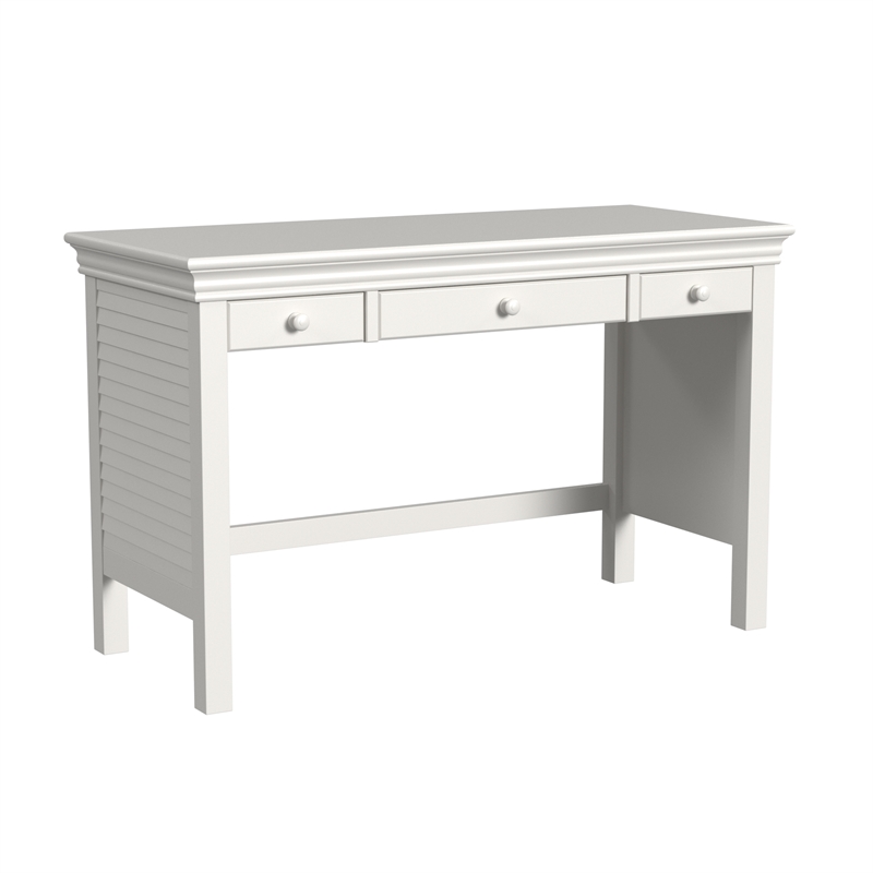 My Home Furnishings Neopolitan 3-Drawer Desk in Bright White