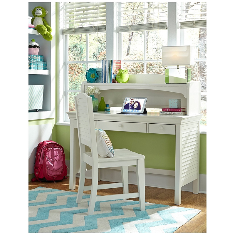 My Home Furnishings Neopolitan Engineered Hard Wood Desk Hutch in Bright White