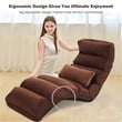 Costway Contemporary Suede Folding Lazy Sofa Chair with Pillow in Coffee