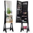 Costway Contemporary MDF and Glass Jewelry Cabinet in Black/Clear