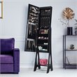 Costway Contemporary MDF and Glass Jewelry Cabinet in Black/Clear