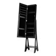 Costway Contemporary MDF and Glass Jewelry Cabinet in Black/Clear