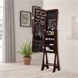 Costway Contemporary MDF and Glass Jewelry Cabinet in Reddish Brown