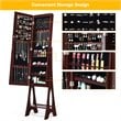 Costway Contemporary MDF and Glass Jewelry Cabinet in Reddish Brown