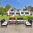 Costway 8 Pieces Rattan Patio Furniture Set with Cushion in White/Black