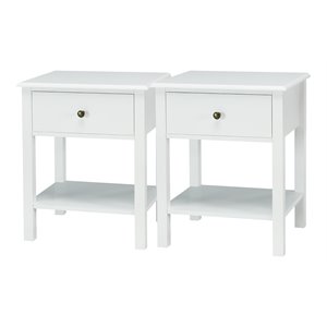 costway contemporary mdf wood nightstands in white (set of 2)