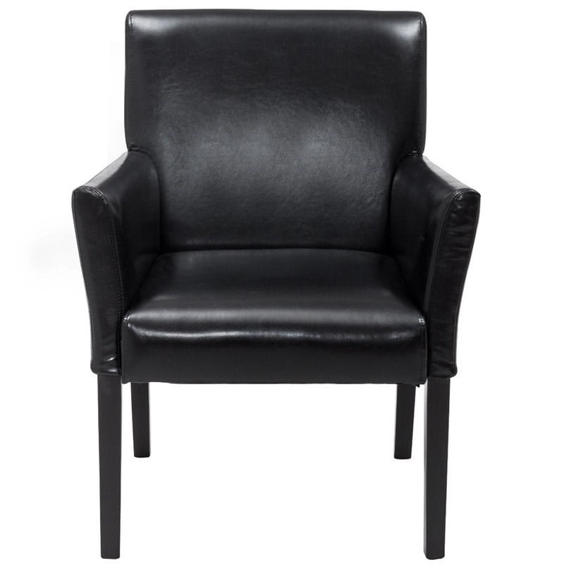 Costway Polyurethane Guest & Reception Chairs with Wood Leg in Black (Set of 2)
