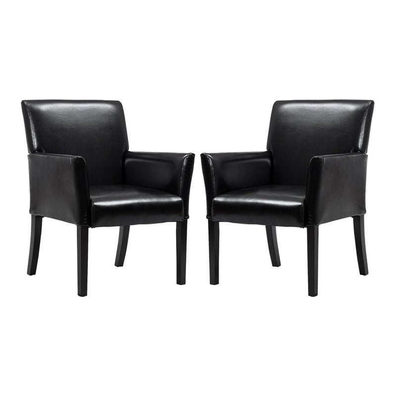 Costway Polyurethane Guest & Reception Chairs with Wood Leg in Black (Set of 2)