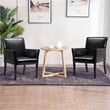 Costway Polyurethane Guest & Reception Chairs with Wood Leg in Black (Set of 2)