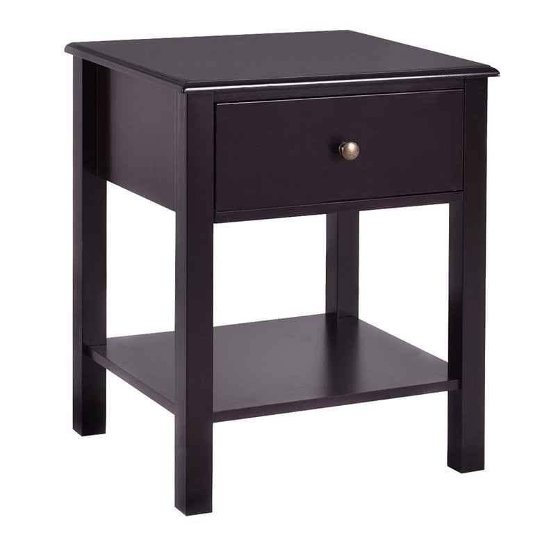 Costway Contemporary MDF Wood Nightstands in Brown (Set of 2)